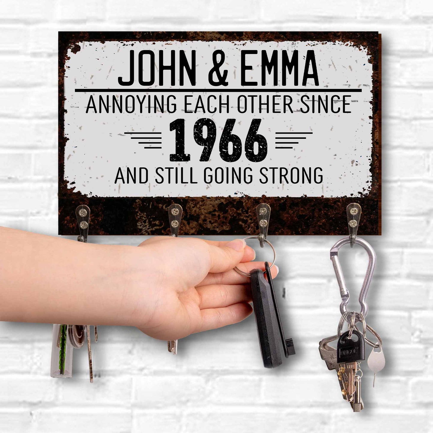 Annoying Each Other Since And Still Going Strong, Rusty Texture - Personalized Key Holder - CPL050_KHO