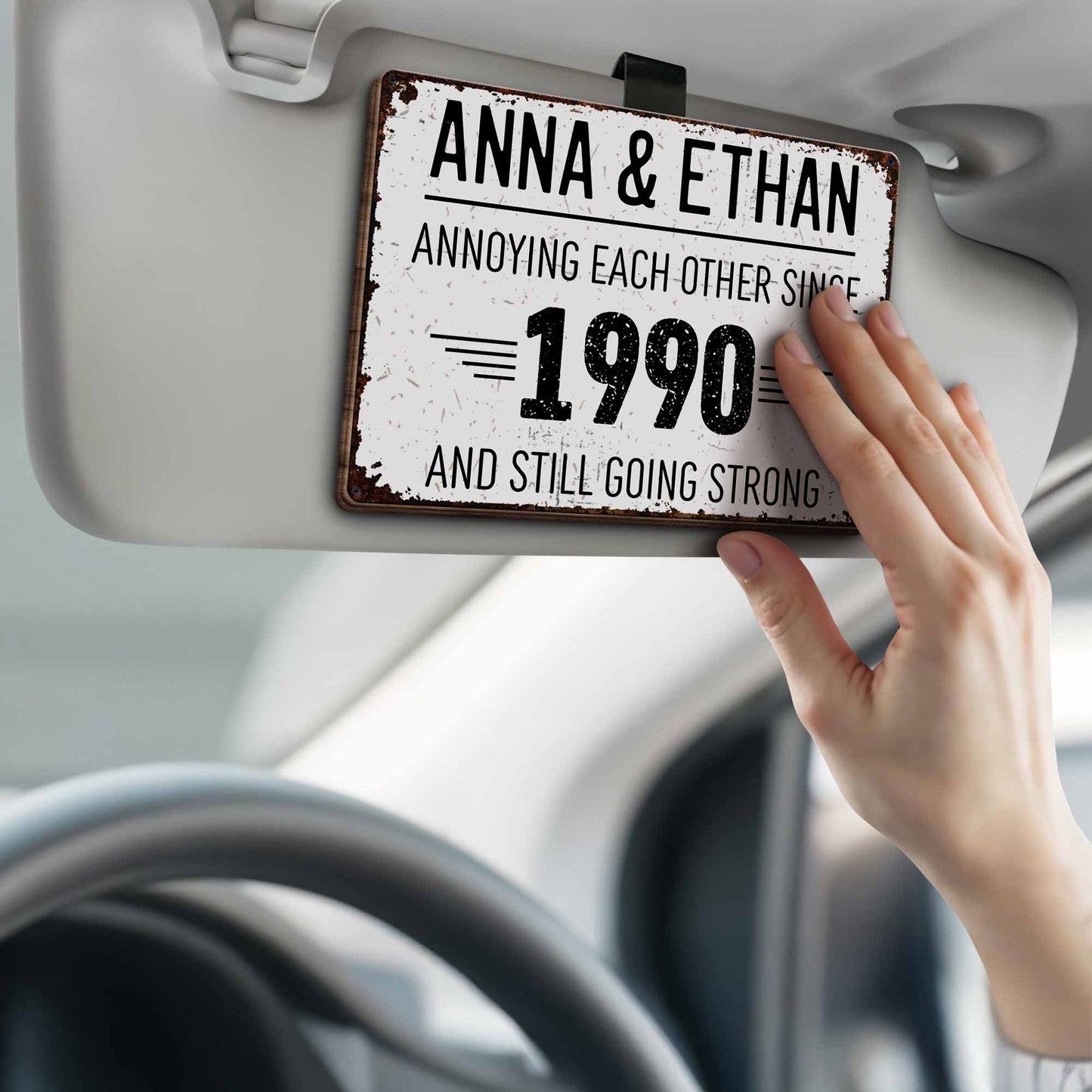 Annoying Each Other And Still Going Strong Rustic Design - Personalized Custom Shaped Car Visor Clip - CPL050_VIS