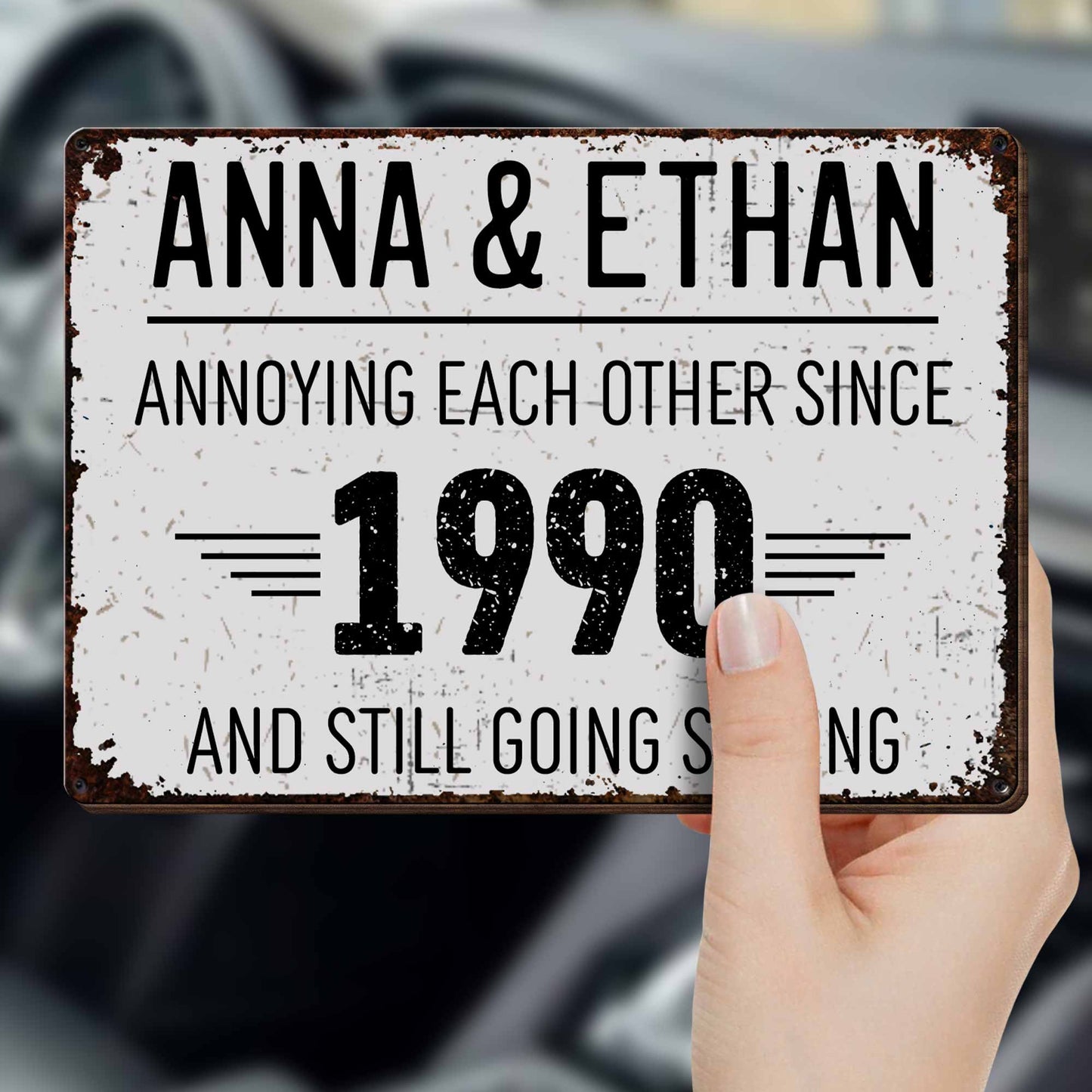 Annoying Each Other And Still Going Strong Rustic Design - Personalized Custom Shaped Car Visor Clip - CPL050_VIS