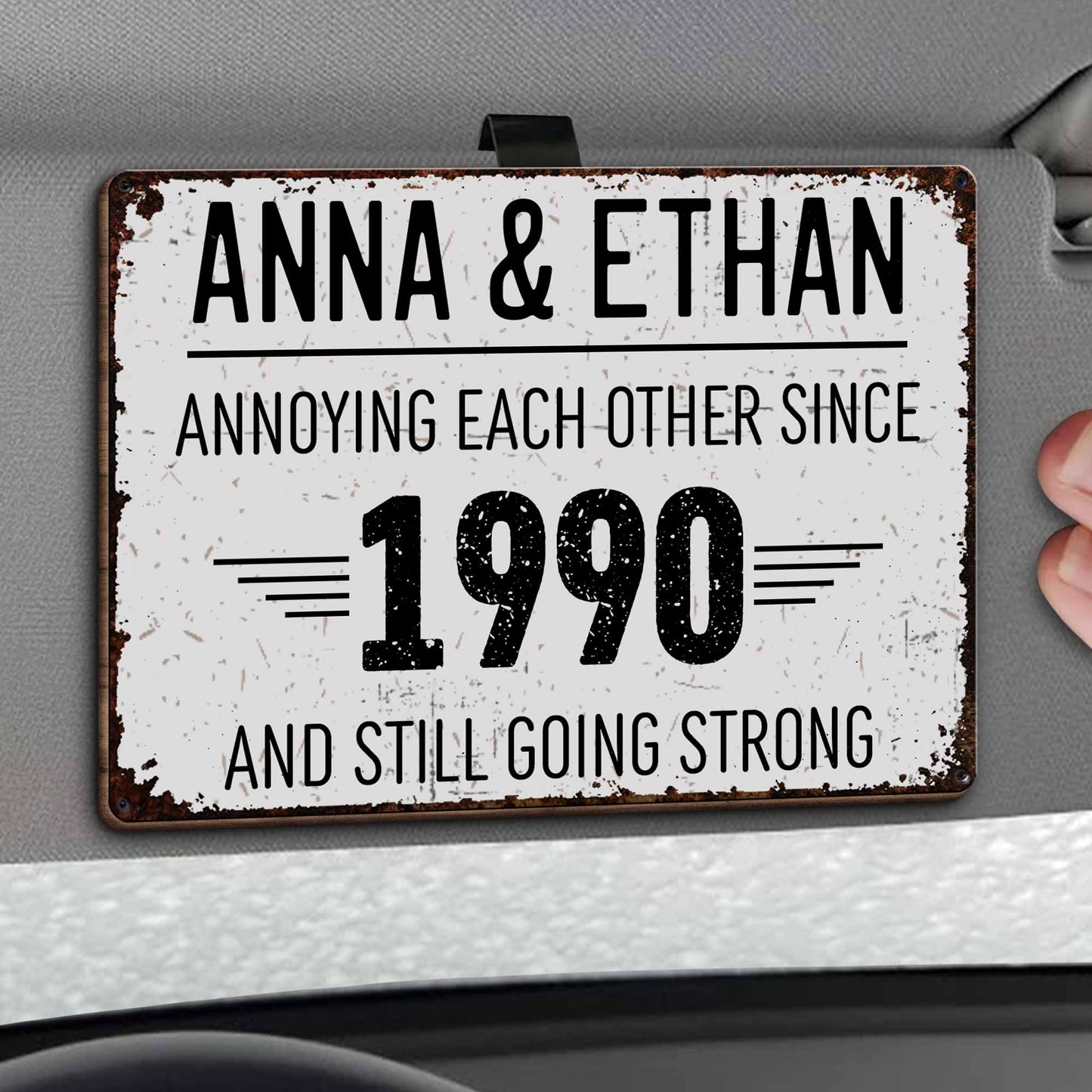 Annoying Each Other And Still Going Strong Rustic Design - Personalized Custom Shaped Car Visor Clip - CPL050_VIS