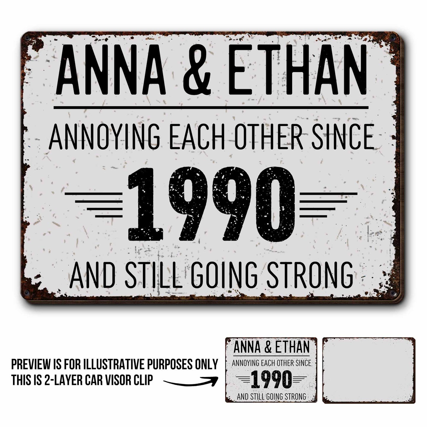 Annoying Each Other And Still Going Strong Rustic Design - Personalized Custom Shaped Car Visor Clip - CPL050_VIS