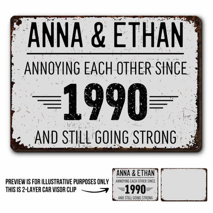 Annoying Each Other And Still Going Strong Rustic Design - Personalized Custom Shaped Car Visor Clip - CPL050_VIS