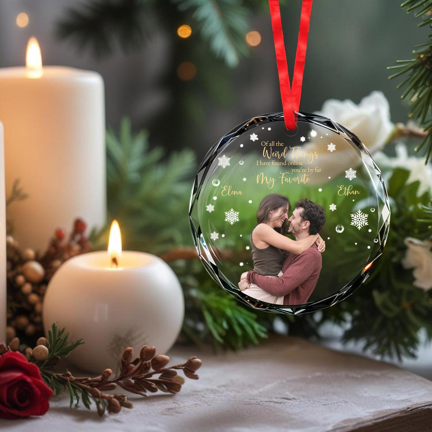 Wonderful Things Found Online You're My Favorite Connection - Personalized Custom Circle Glass Ornament - CPL052_CGOR