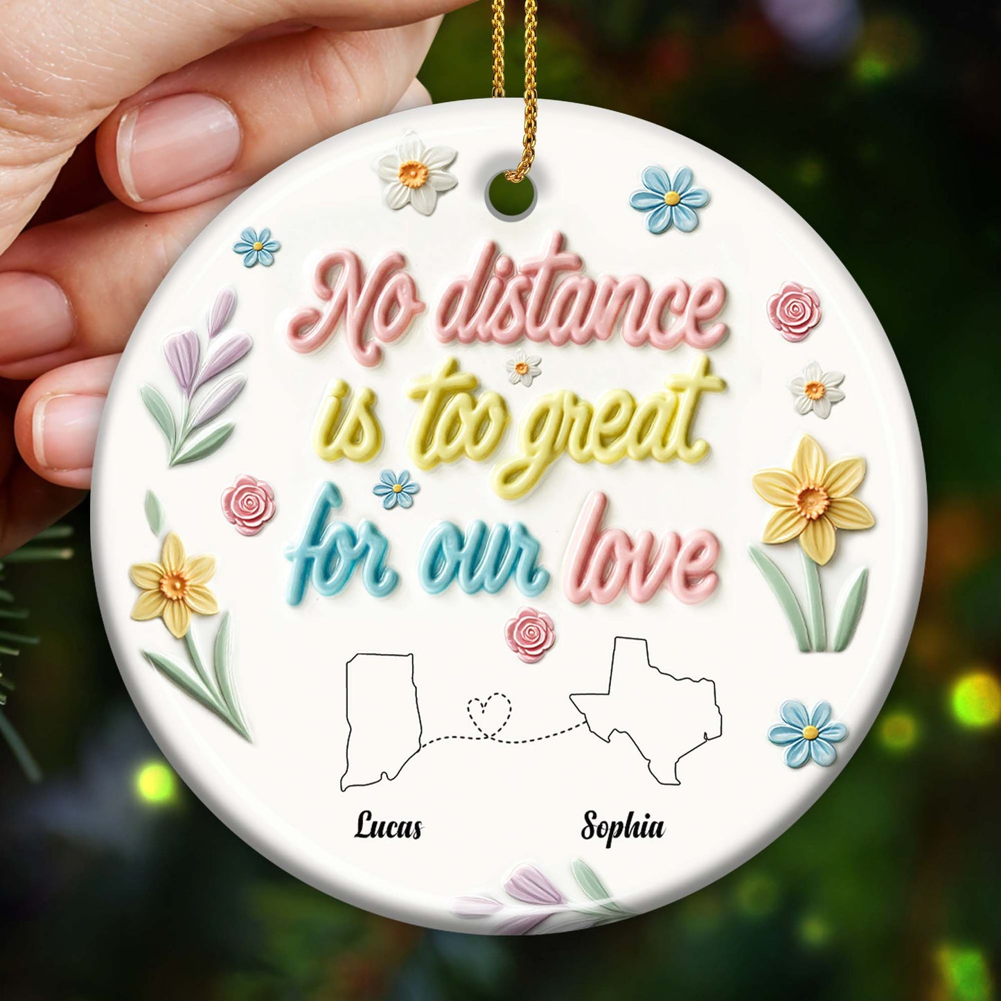 No Distance Is Too Great For Our Love With Floral Design