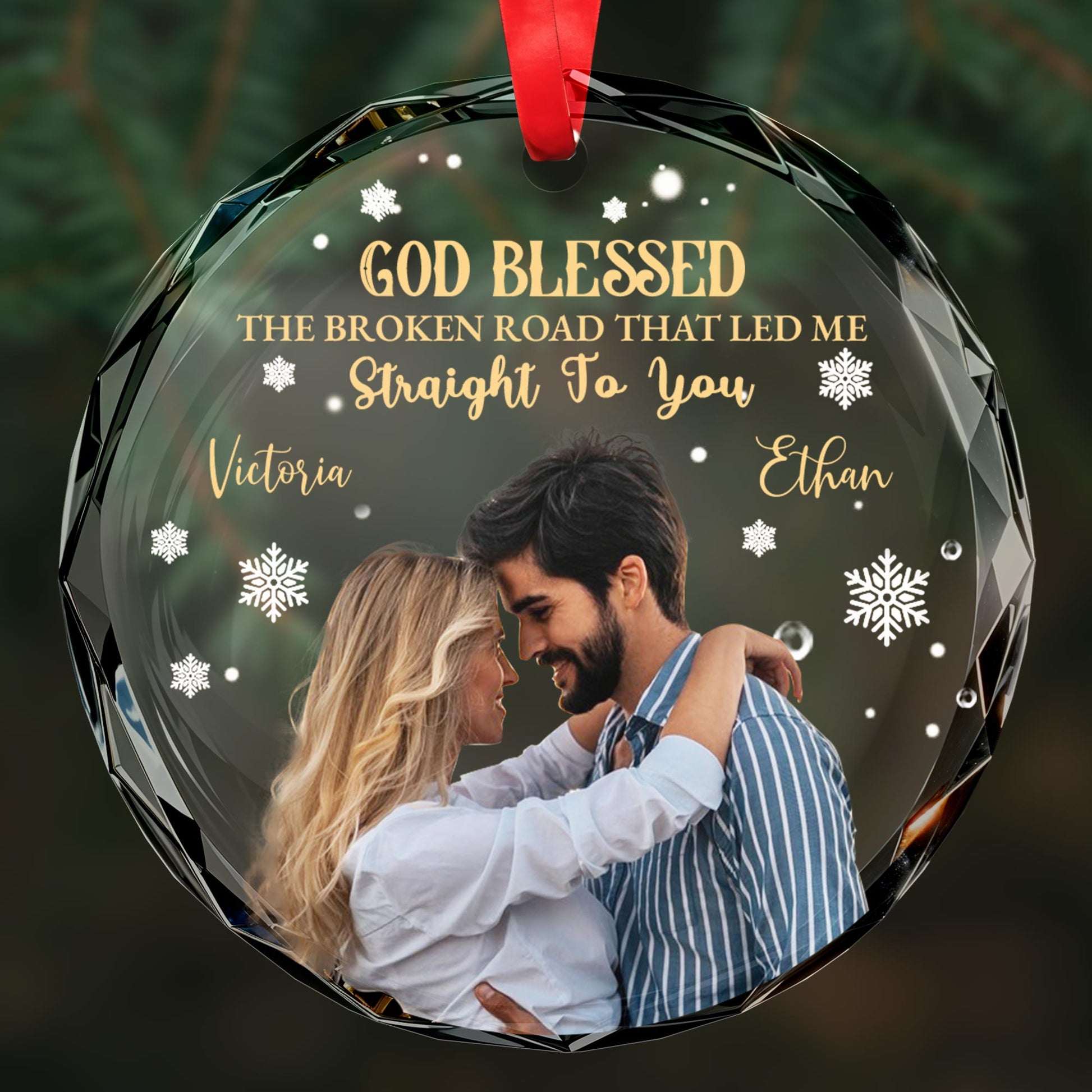 God Blessed The Broken Road Couple's Ornament