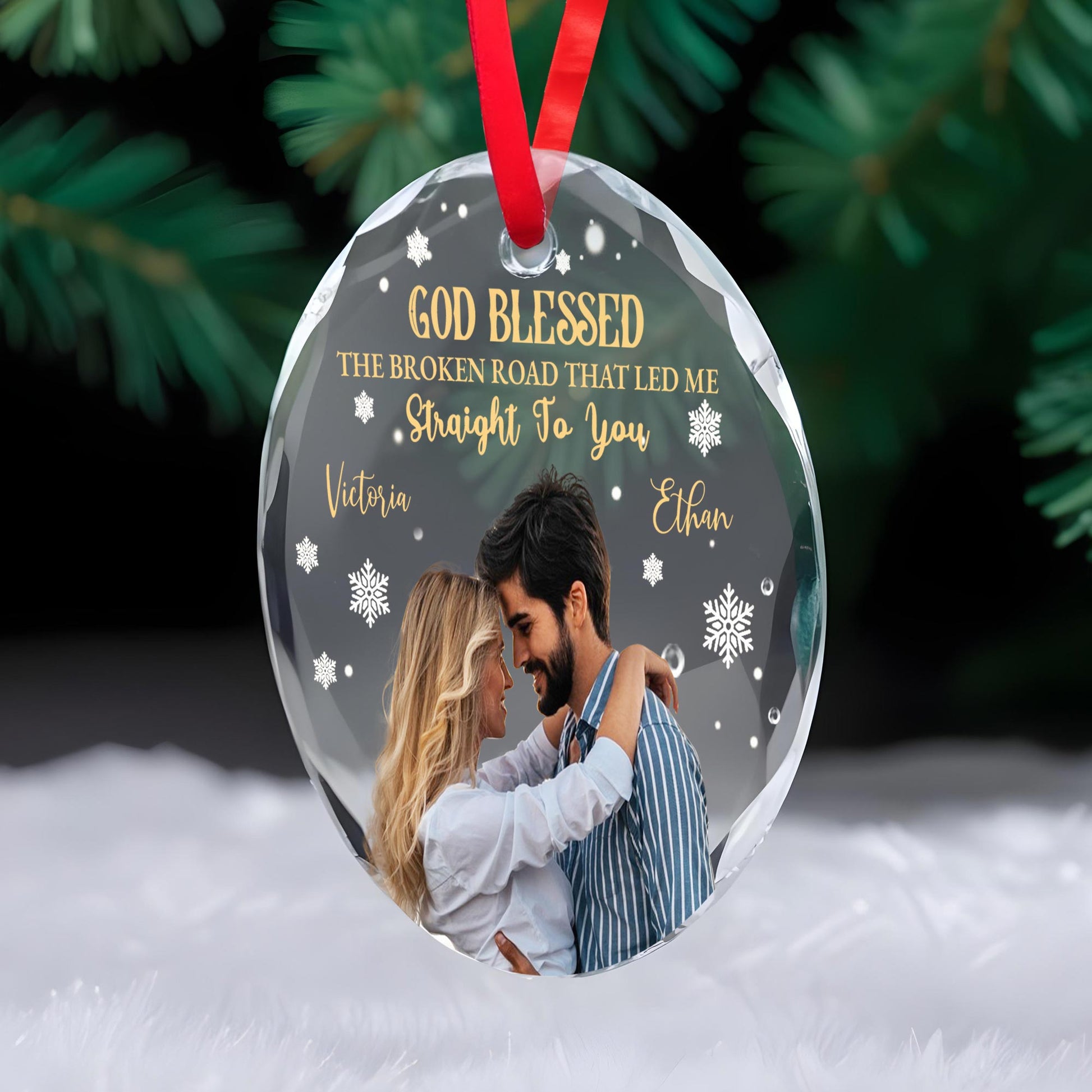 God Blessed The Broken Road Couple's Ornament