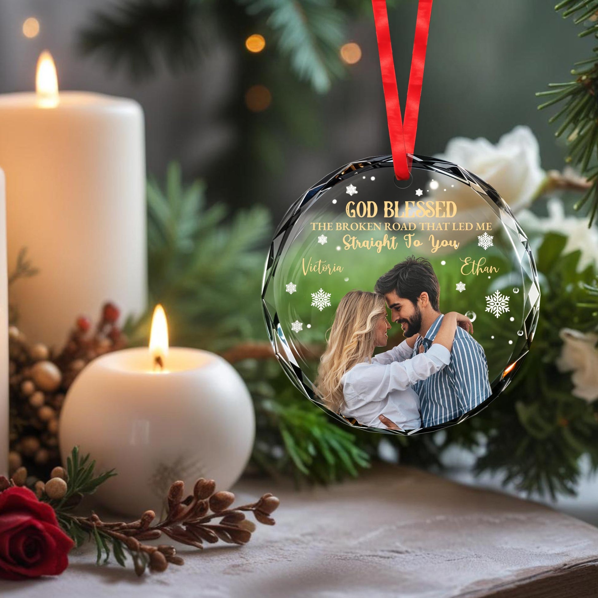 God Blessed The Broken Road Couple's Ornament