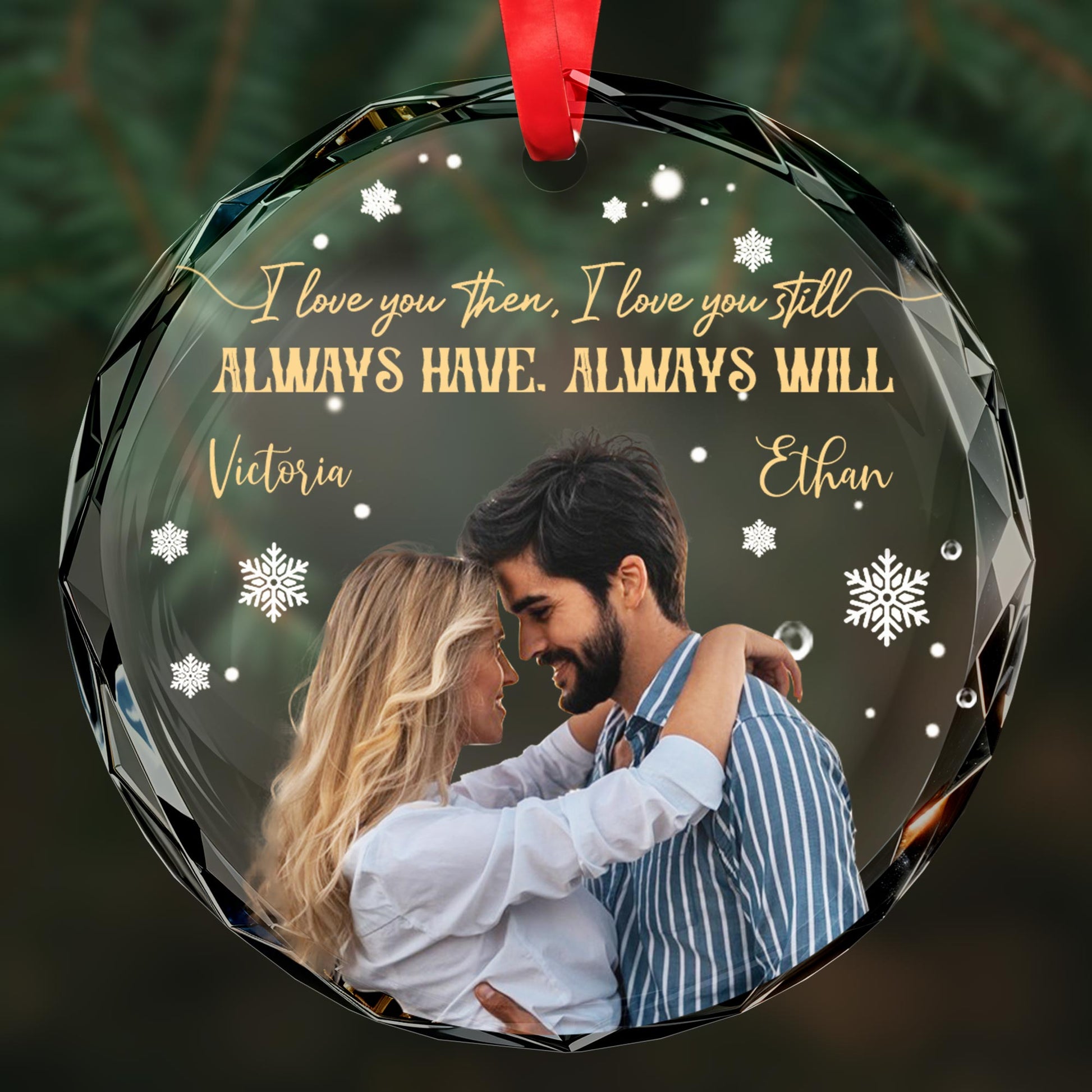 I Love You Always Couple With Snowflakes Design