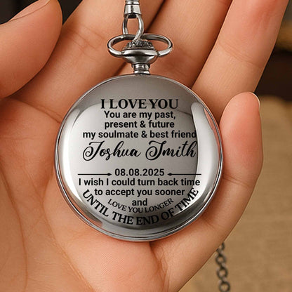 To My Soulmate - Personalized Silver Plated Pocket Watch - CPL058_SWATCH
