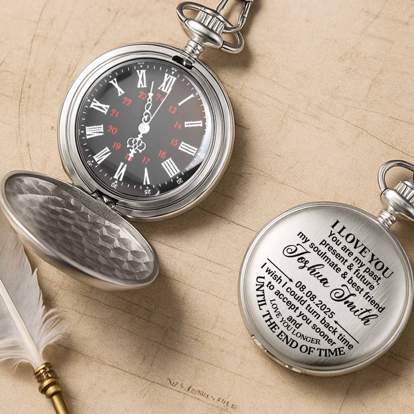 To My Soulmate - Personalized Silver Plated Pocket Watch - CPL058_SWATCH