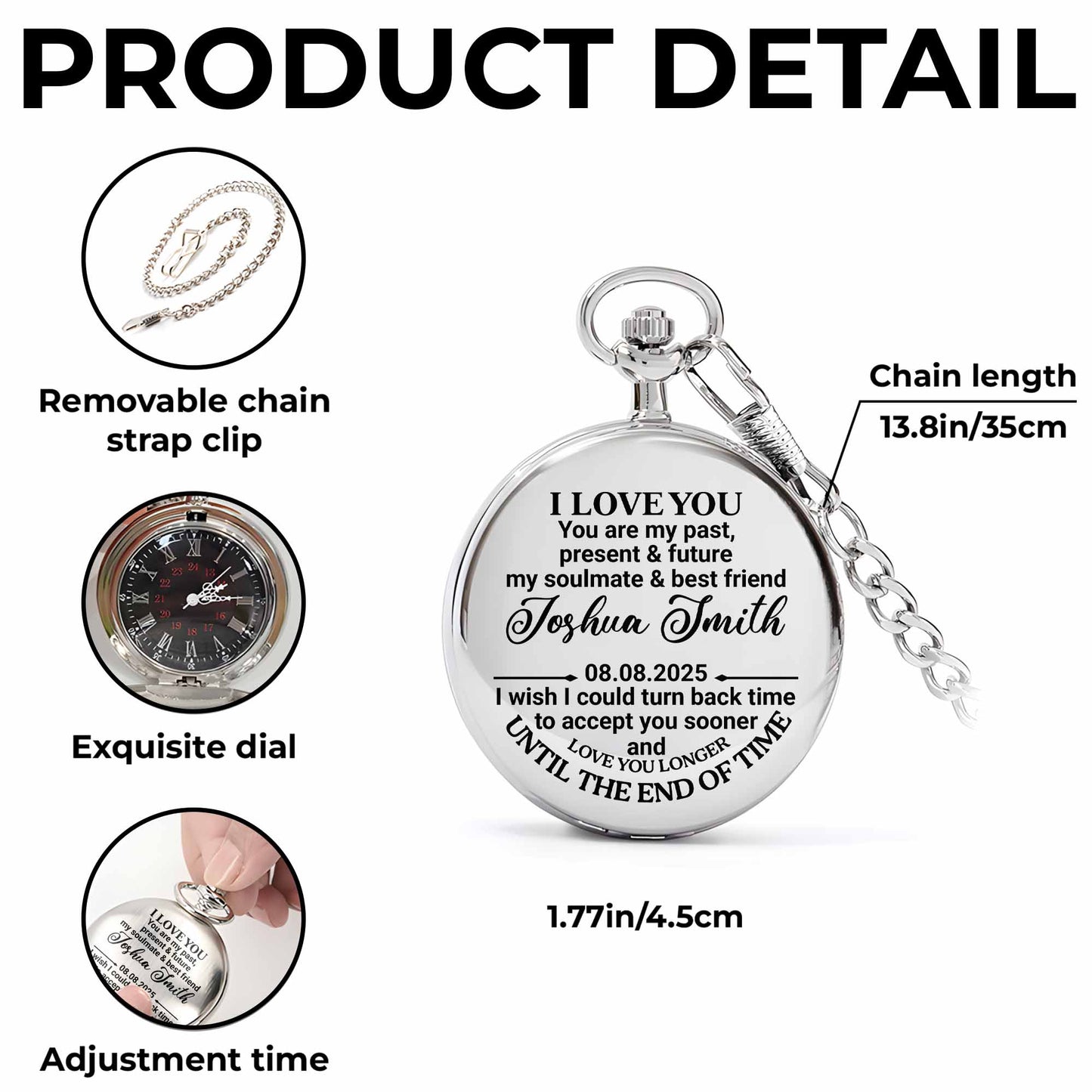 To My Soulmate - Personalized Silver Plated Pocket Watch - CPL058_SWATCH