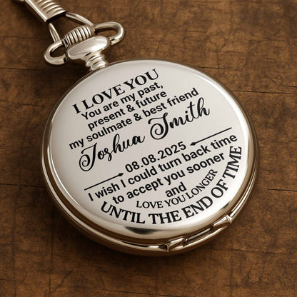 To My Soulmate - Personalized Silver Plated Pocket Watch - CPL058_SWATCH