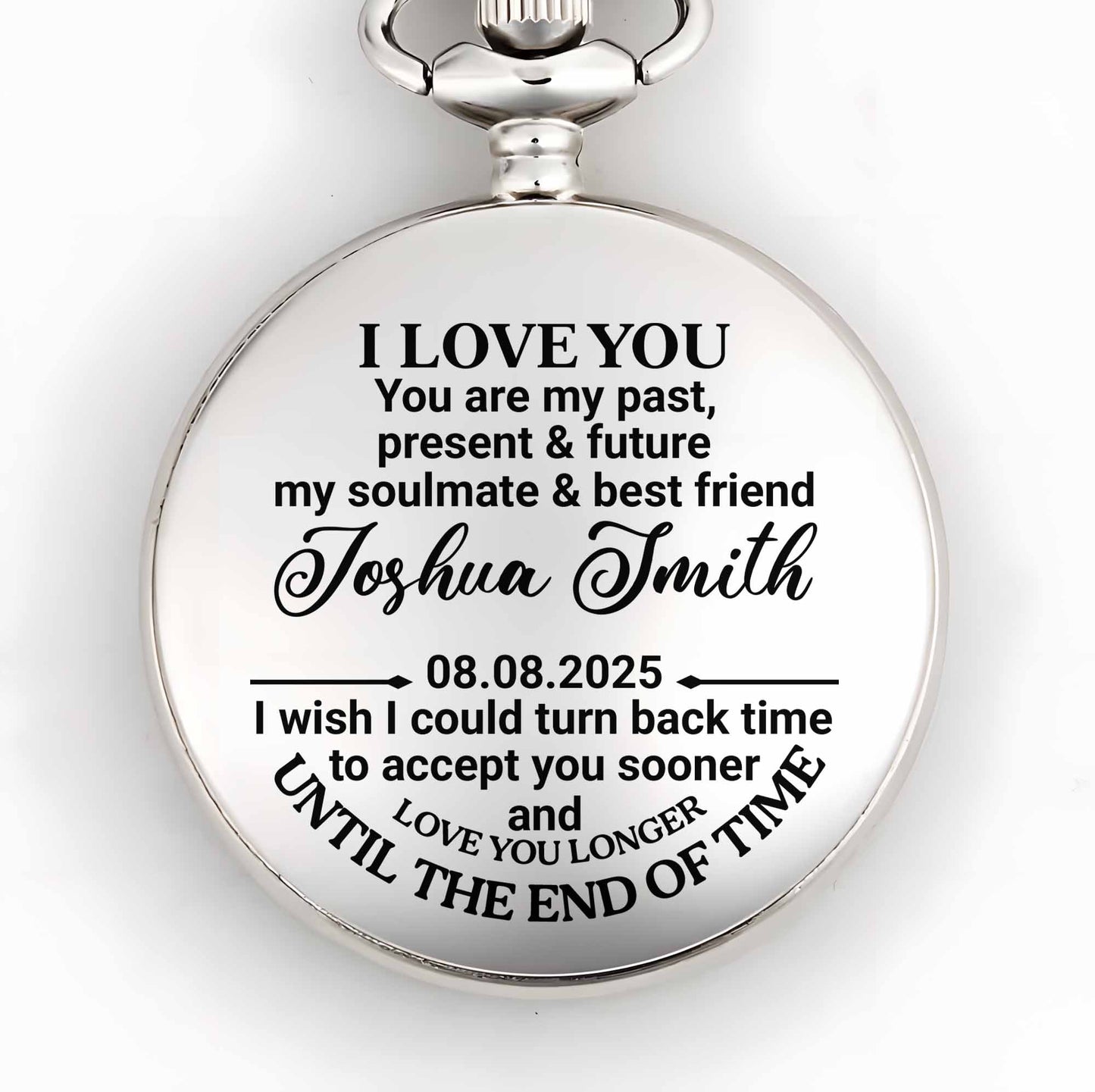 To My Soulmate - Personalized Silver Plated Pocket Watch - CPL058_SWATCH