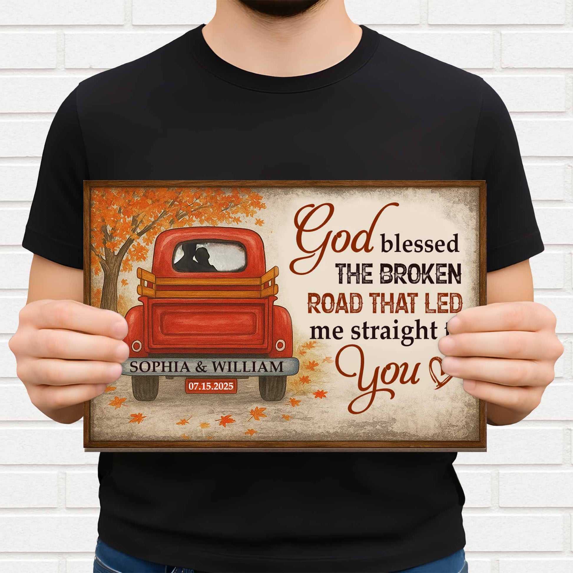 God Blessed The Broken Road That Led Me Straight To You, Truck Under Autumn Tree