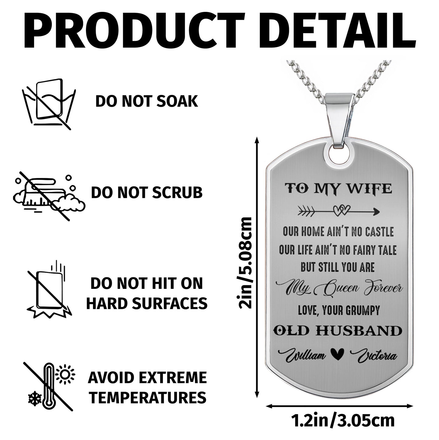 To My Wife You Are My Queen Forever Heart Arrow - Personalized Custom Dog Tag Necklace - CPL063_DTNECK