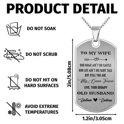 To My Wife You Are My Queen Forever Heart Arrow - Personalized Custom Dog Tag Necklace - CPL063_DTNECK