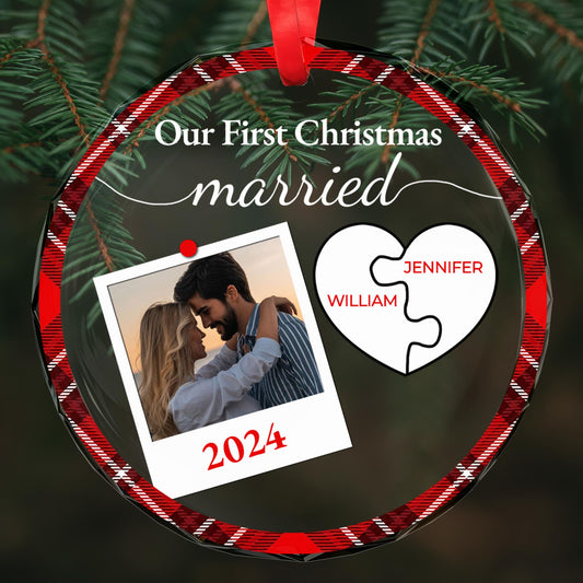 Our First Christmas Married, Heart and Puzzle Pieces