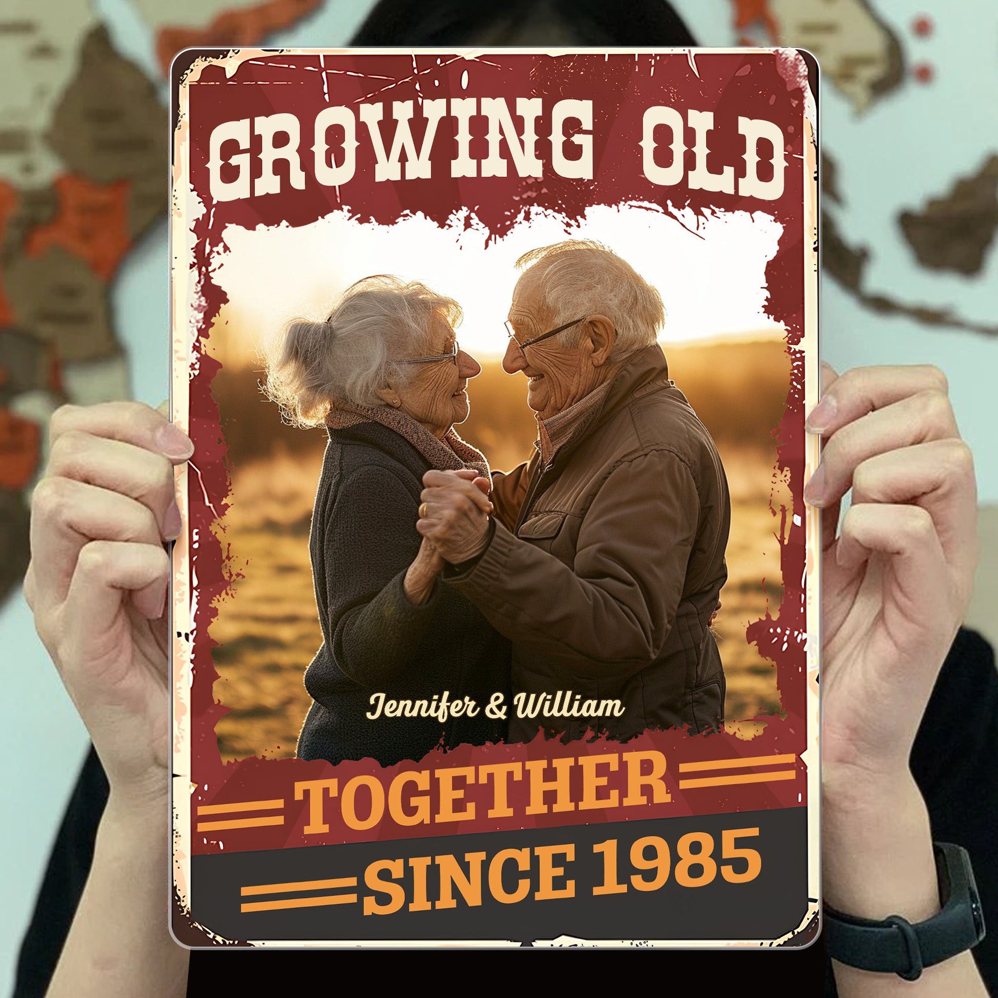 Growing Old Together, Customizable Sign for Elderly Couples