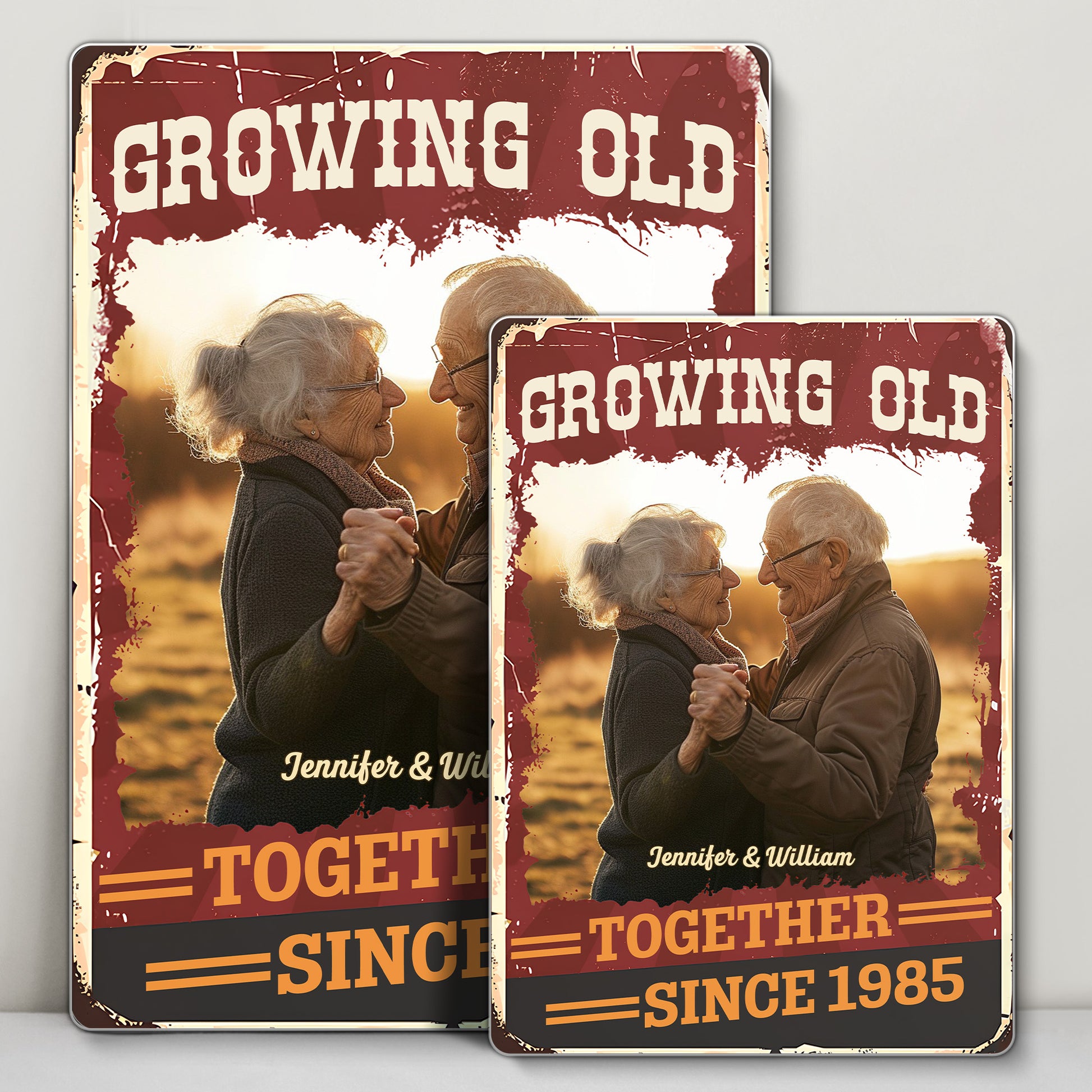 Growing Old Together, Customizable Sign for Elderly Couples