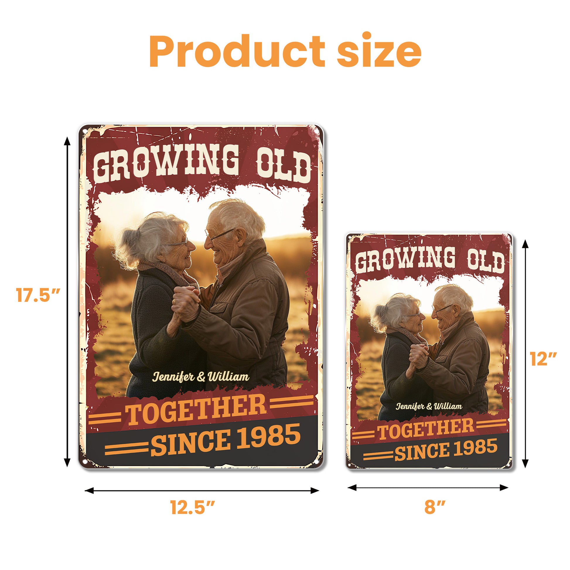 Growing Old Together, Customizable Sign for Elderly Couples