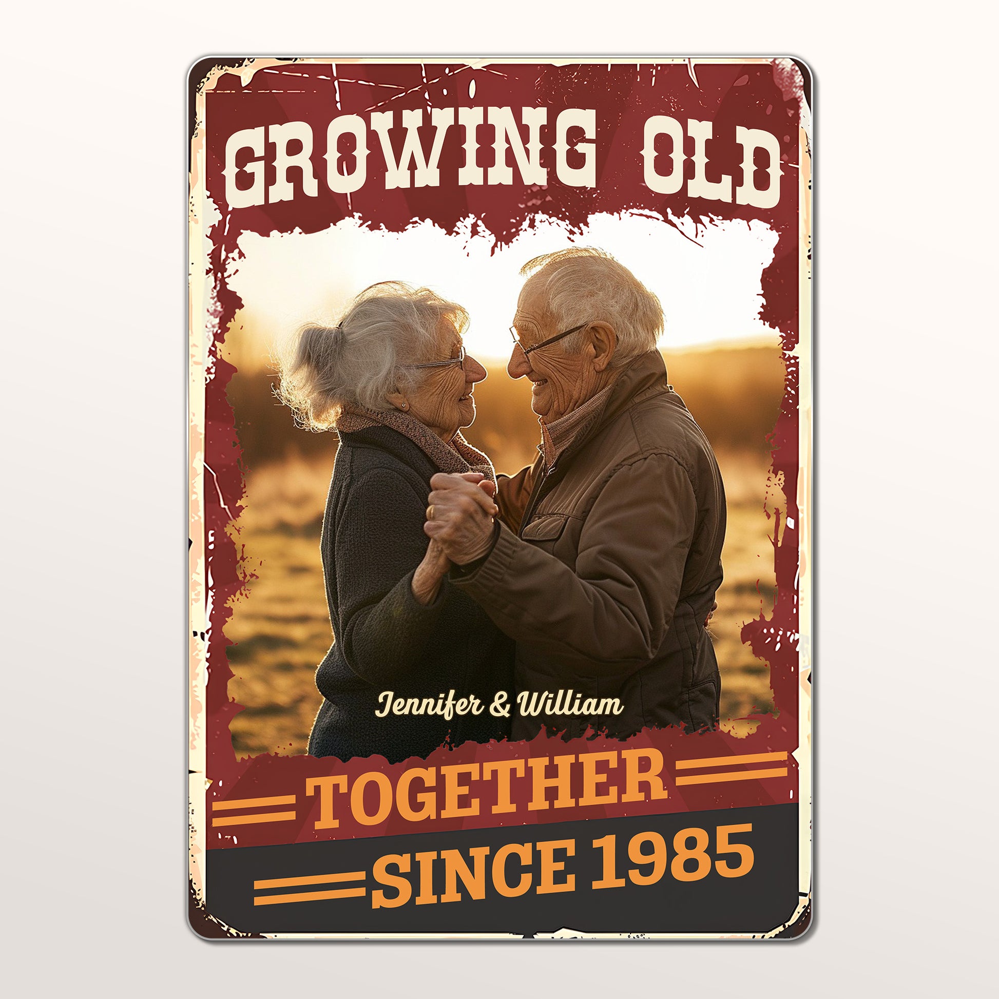 Growing Old Together, Customizable Sign for Elderly Couples