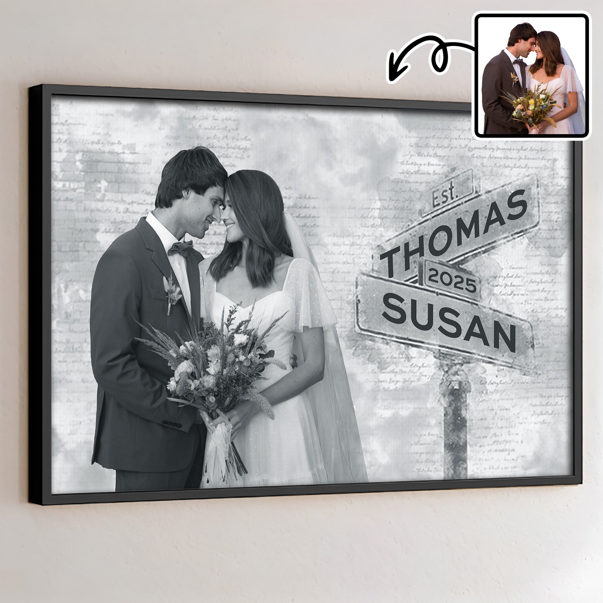 Celebrate Your Love With A Personalized Wedding Date Keepsake Featuring A Wedding Couple And Street Sign