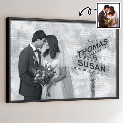 Celebrate Your Love With A Personalized Wedding Date Keepsake Featuring A Wedding Couple And Street Sign