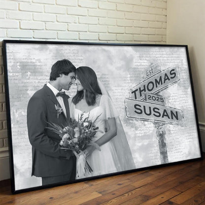 Celebrate Your Love With A Personalized Wedding Date Keepsake Featuring A Wedding Couple And Street Sign