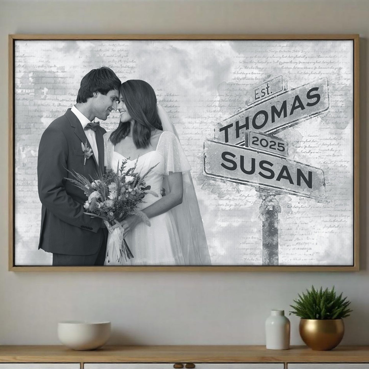 Celebrate Your Love With A Personalized Wedding Date Keepsake Featuring A Wedding Couple And Street Sign