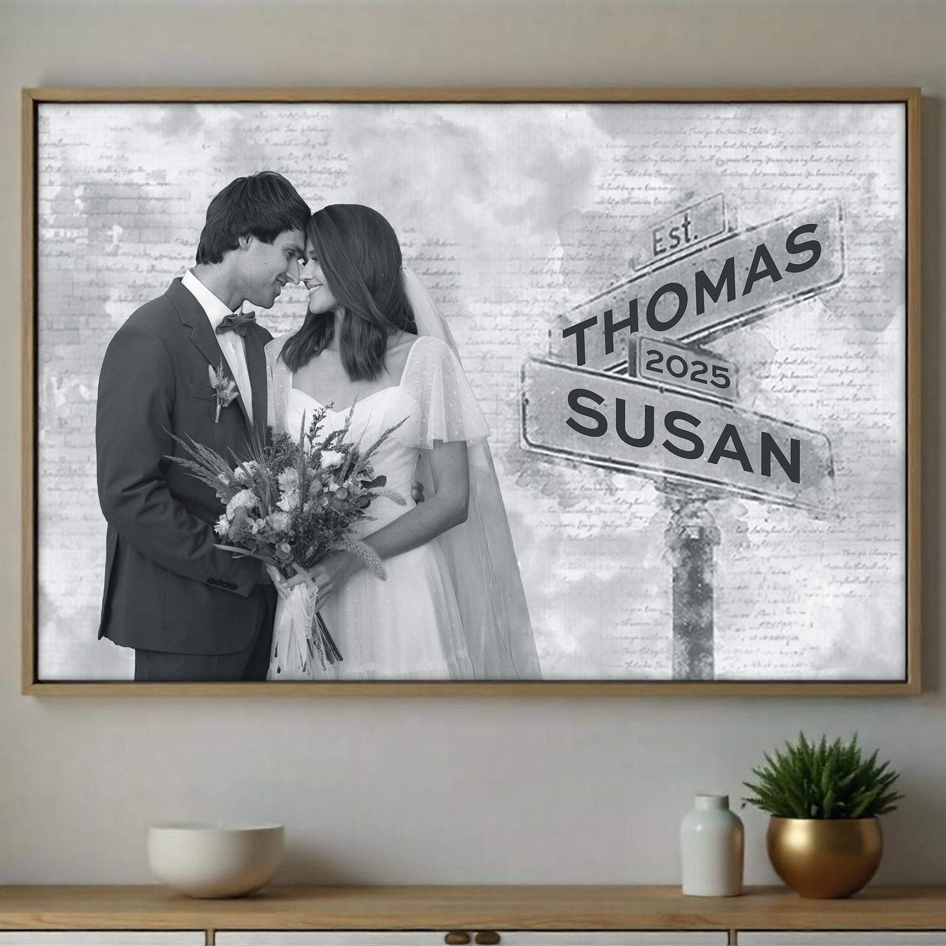 Celebrate Your Love With A Personalized Wedding Date Keepsake Featuring A Wedding Couple And Street Sign