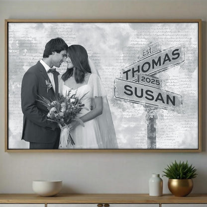 Celebrate Your Love With A Personalized Wedding Date Keepsake Featuring A Wedding Couple And Street Sign