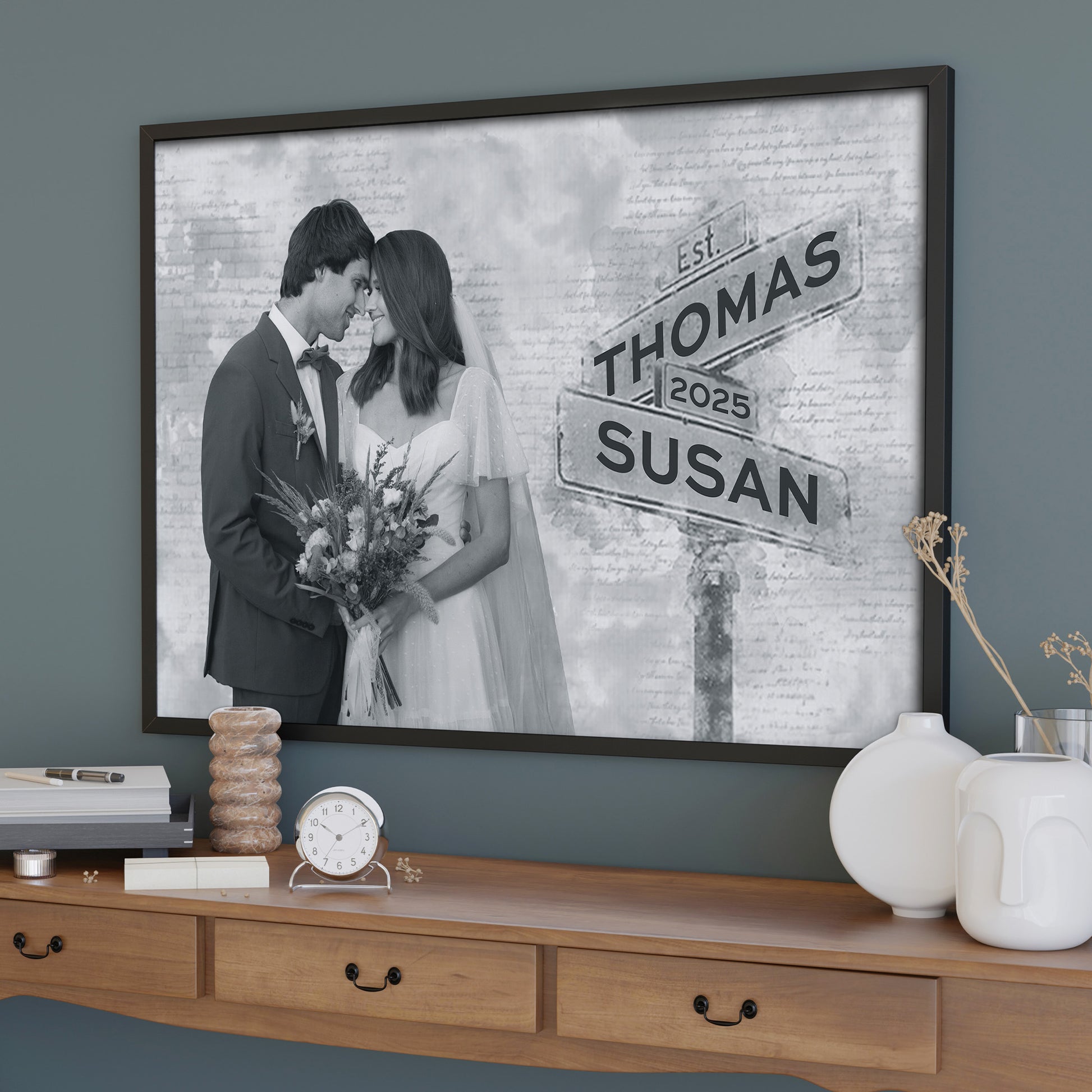 Celebrate Your Love With A Personalized Wedding Date Keepsake Featuring A Wedding Couple And Street Sign