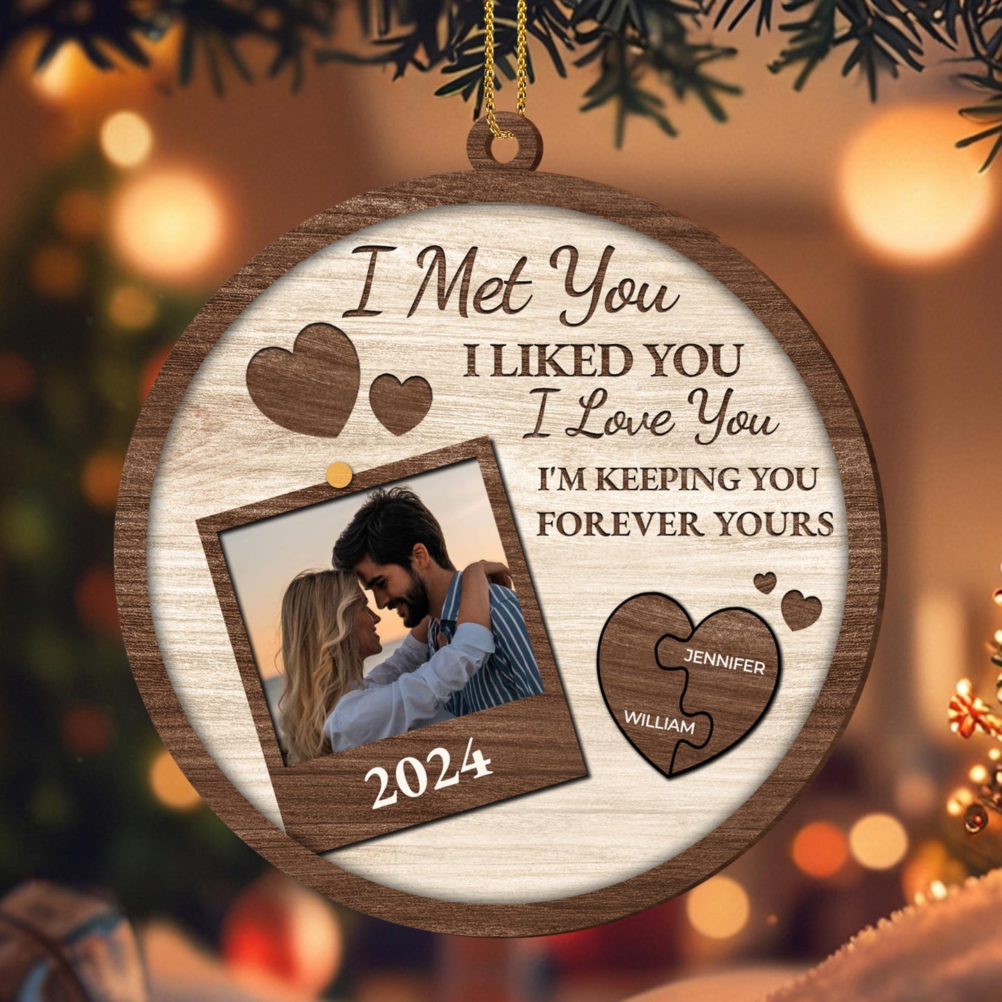 I Met You I Love You Forever Yours Photo Frame Ornament