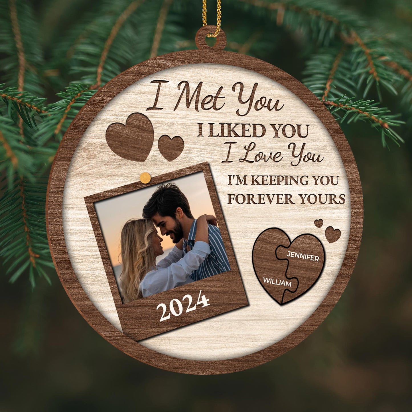 I Met You I Love You Forever Yours Photo Frame Ornament