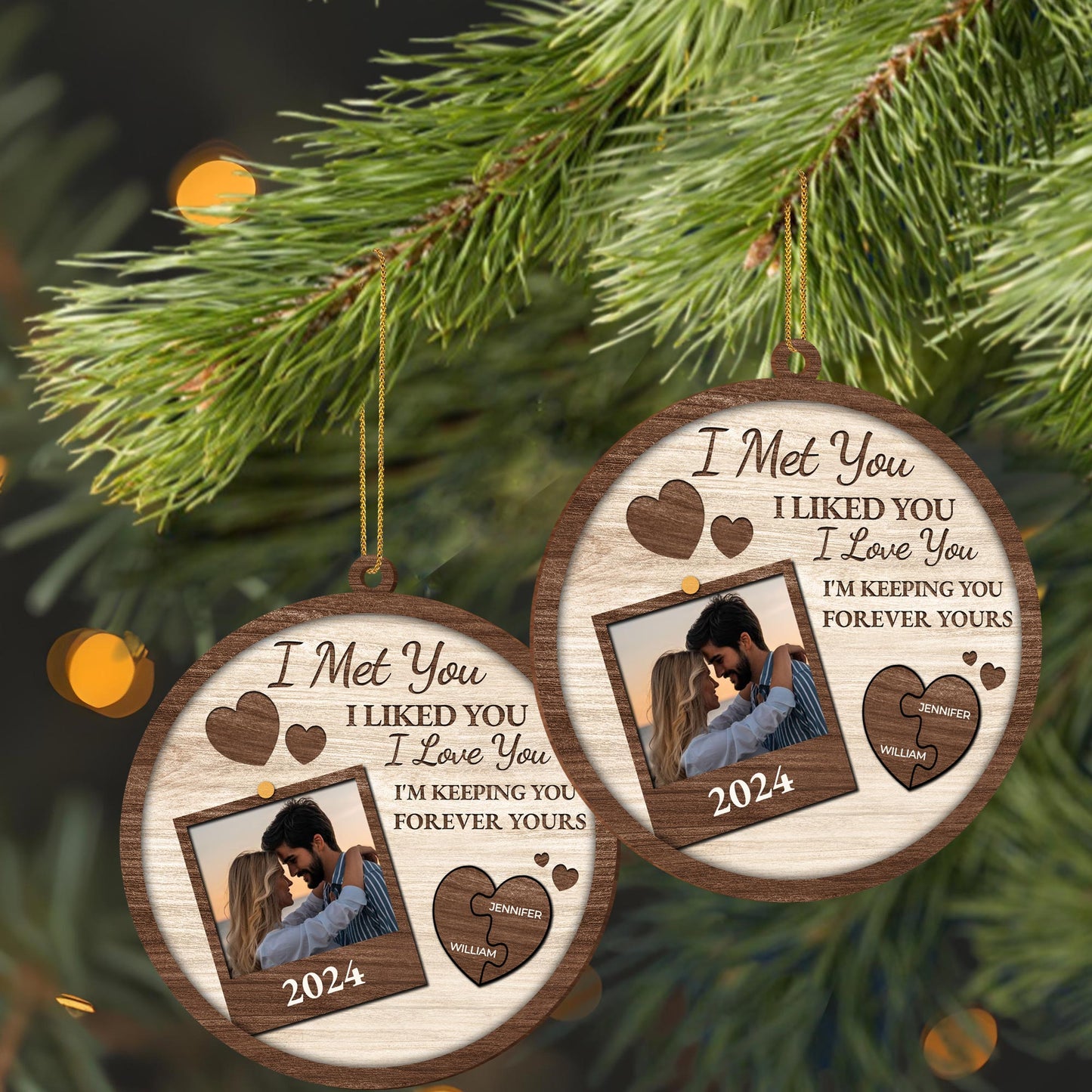 I Met You I Love You Forever Yours Photo Frame Ornament