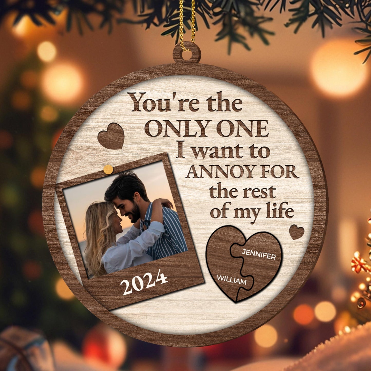 Annoy You For Life, Heart And Couple Photo Frame