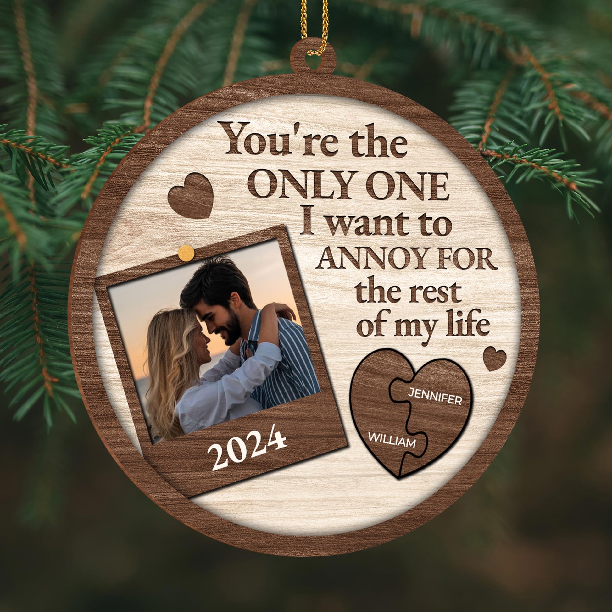 Annoy You For Life, Heart And Couple Photo Frame