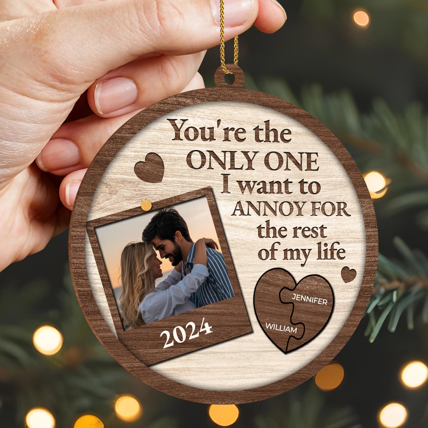 Annoy You For Life, Heart And Couple Photo Frame