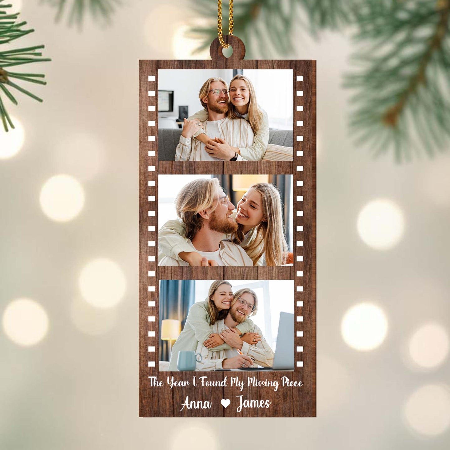 Adorno de pareja "El año que encontré la pieza que me faltaba" - Adorno de madera personalizado, forma personalizada - CPL099_WDO