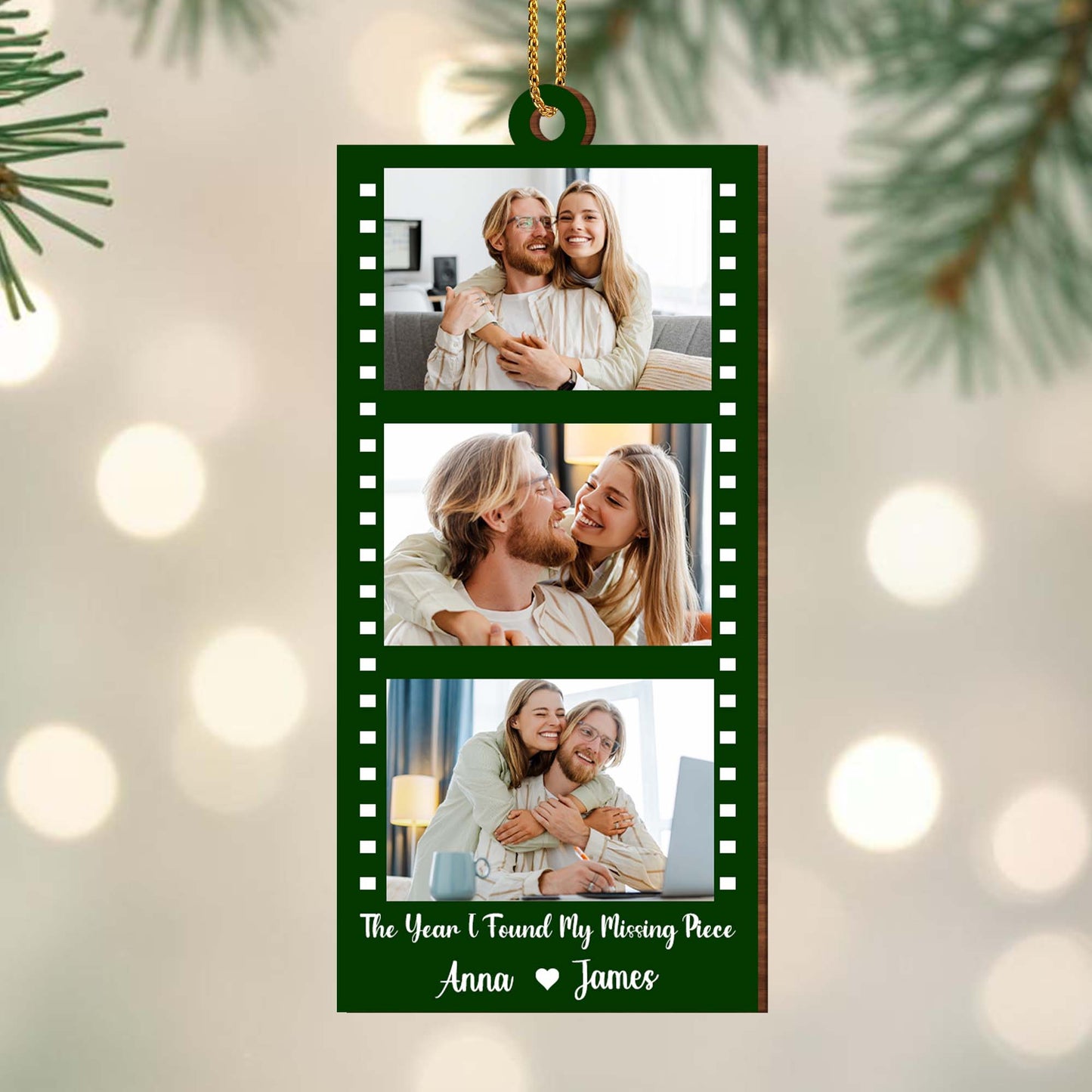 Adorno de pareja "El año que encontré la pieza que me faltaba" - Adorno de madera personalizado, forma personalizada - CPL099_WDO