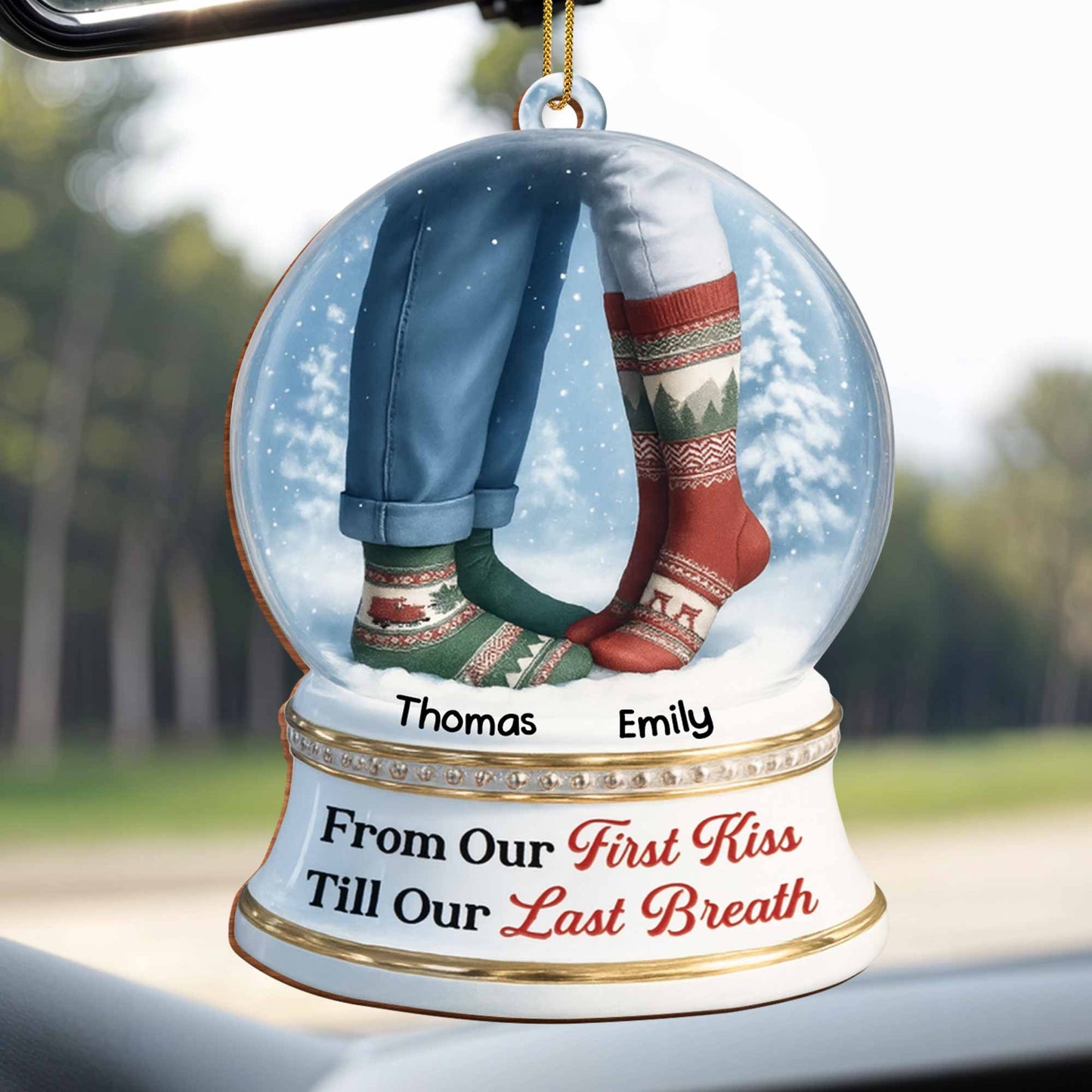 From Our First Kiss Till Our Last Breath, Snow Globe With Christmas Socks