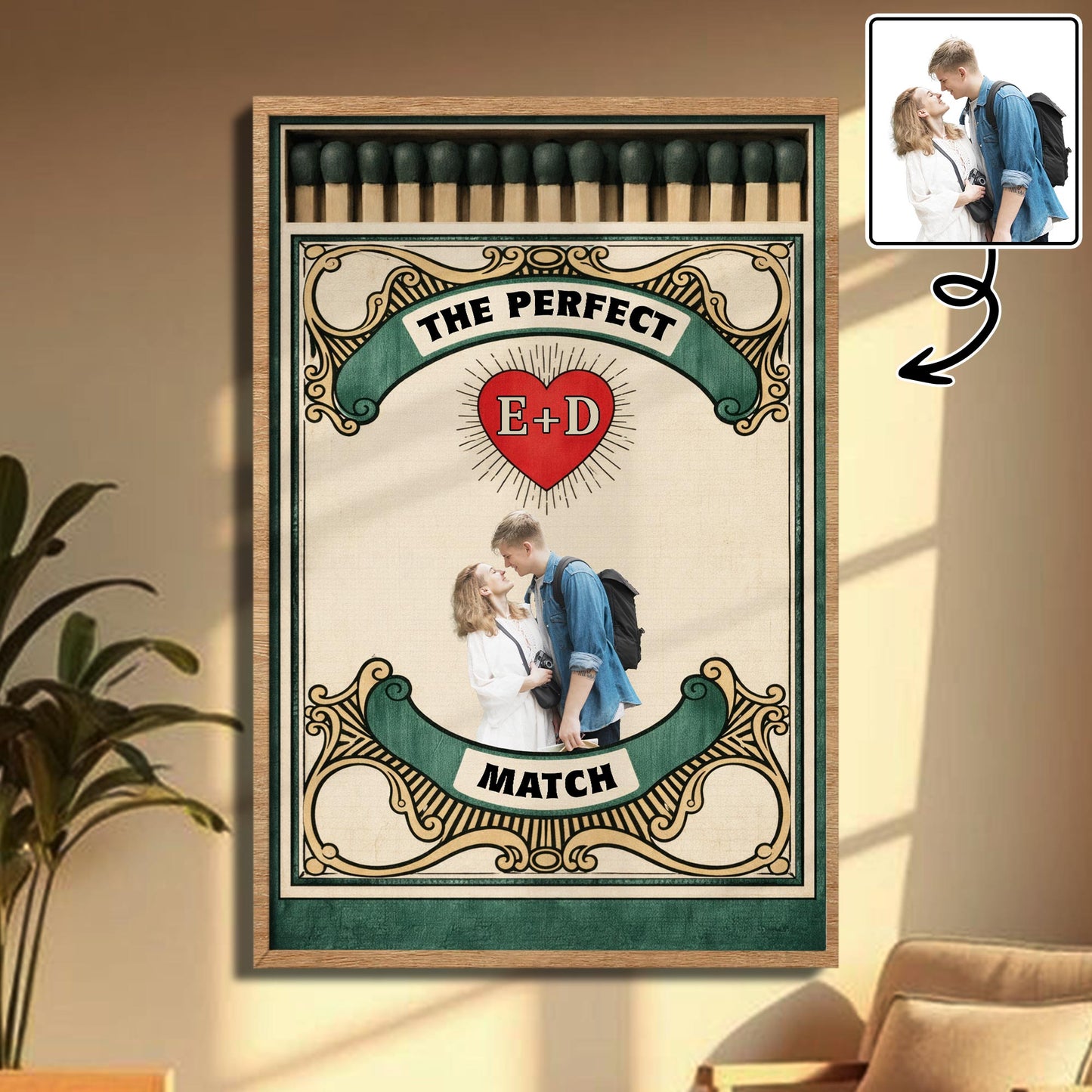 The Perfect Match Heart and Initials Design - Personalized Custom Vertical Poster - CPL1013_VPOS