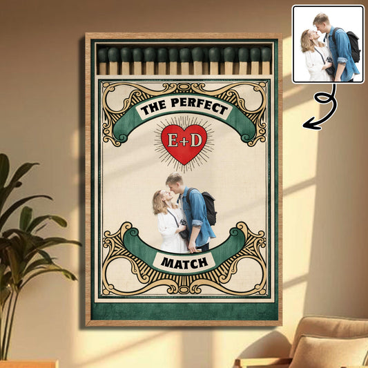 The Perfect Match Heart and Initials Design - Personalized Custom Vertical Poster - CPL1013_VPOS