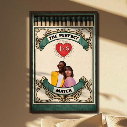 The Perfect Match Heart and Initials Design - Personalized Custom Vertical Poster - CPL1013_VPOS