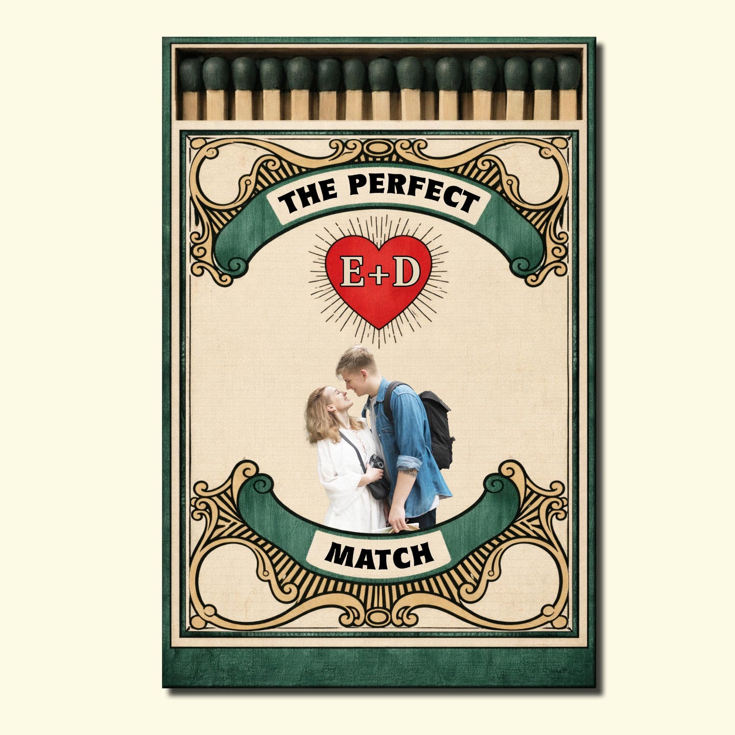 The Perfect Match Heart and Initials Design - Personalized Custom Vertical Poster - CPL1013_VPOS