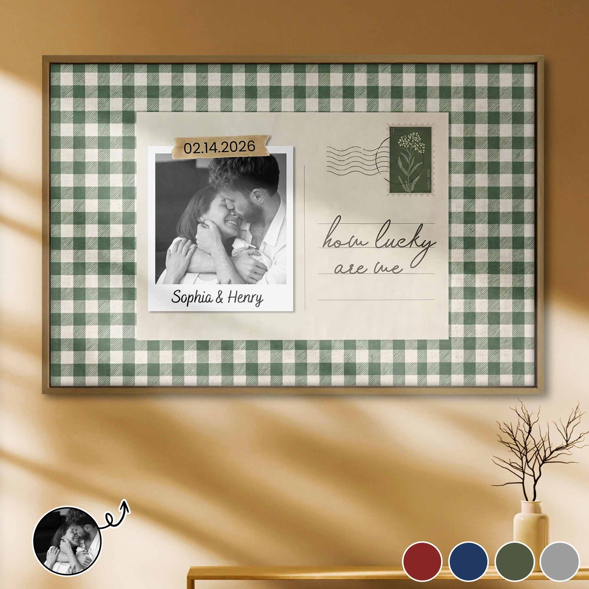 How Lucky Are We, Buffalo Plaid And Script Text Design