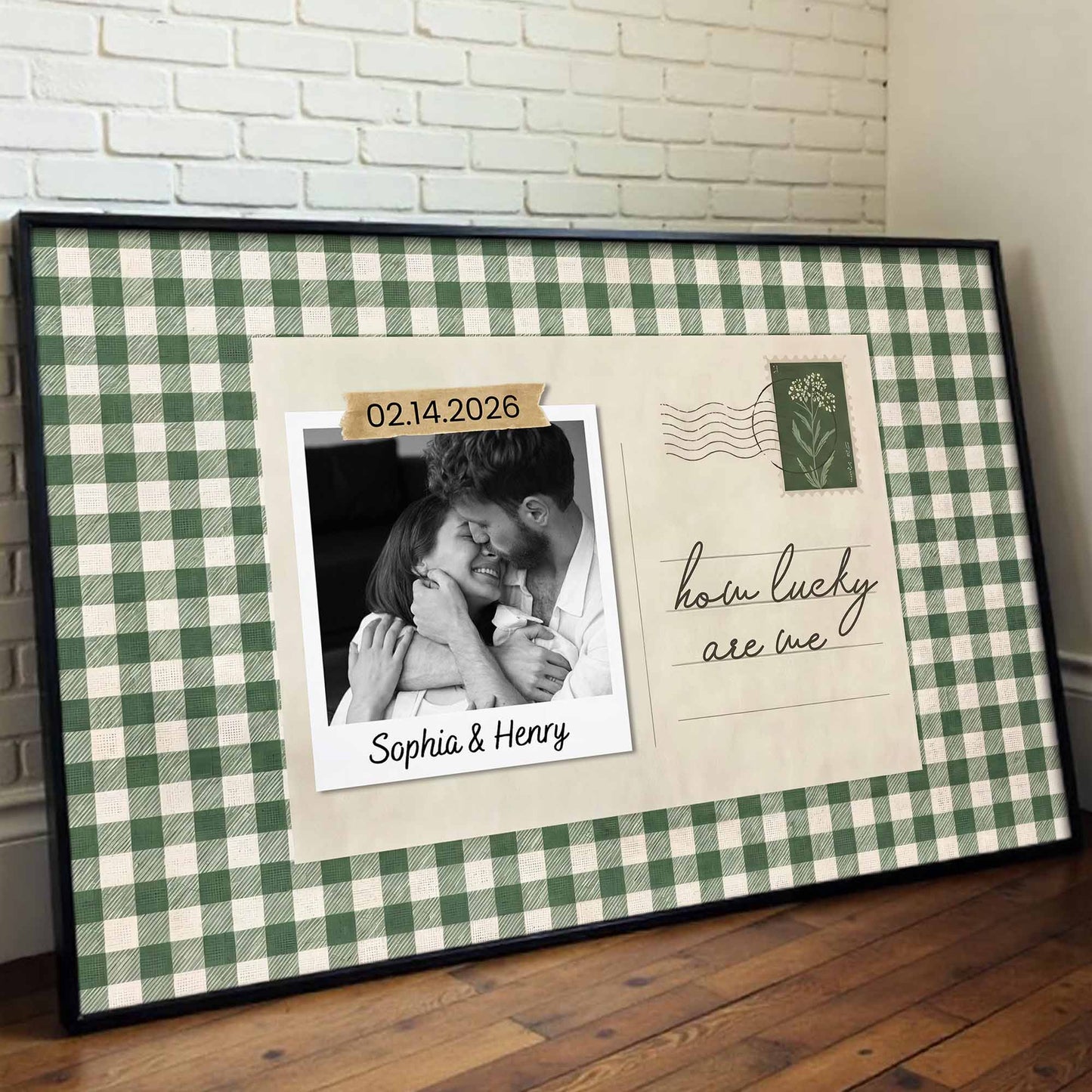 How Lucky Are We, Buffalo Plaid And Script Text Design