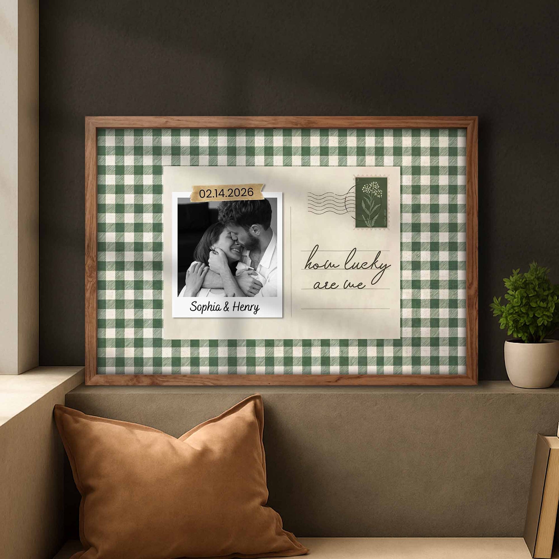 How Lucky Are We, Buffalo Plaid And Script Text Design