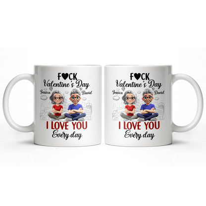 I Love You Every Day With Cartoon Couple And City Skyline