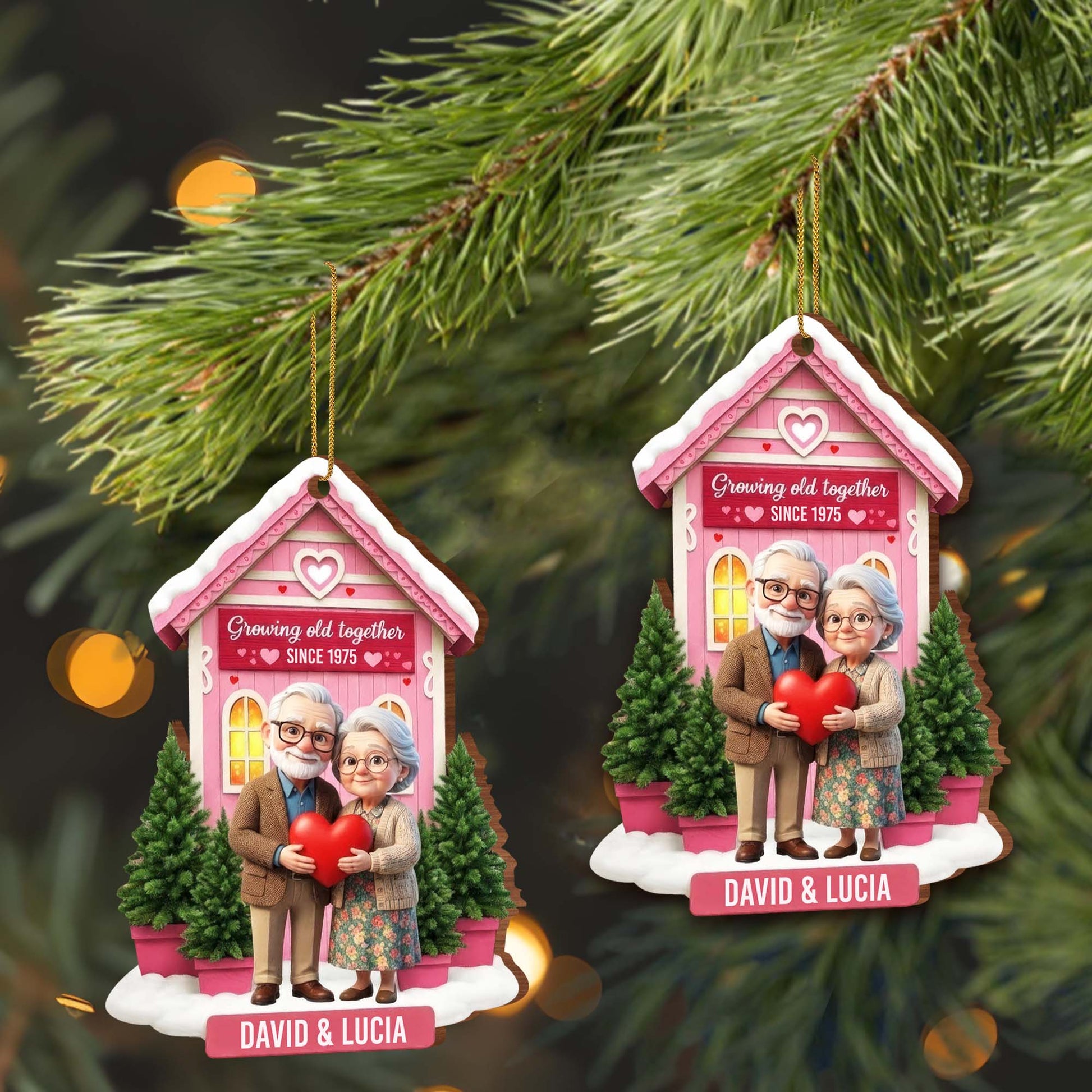Growing Old Together, Elderly Couple Ornament